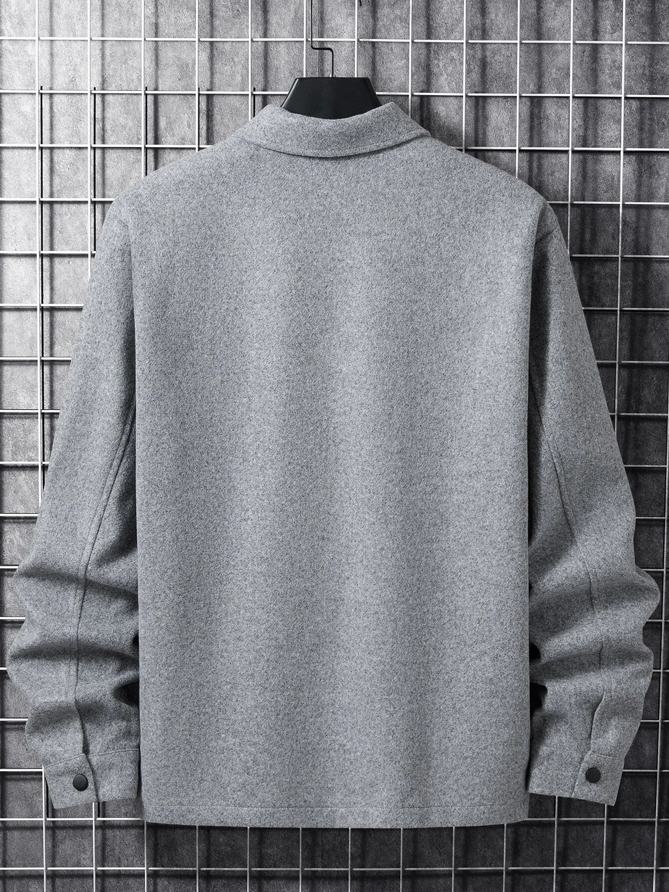 Manfinity Homme Men Button Front Flap Pocket Going Out Casual Overcoat for Friends , Fall Winter