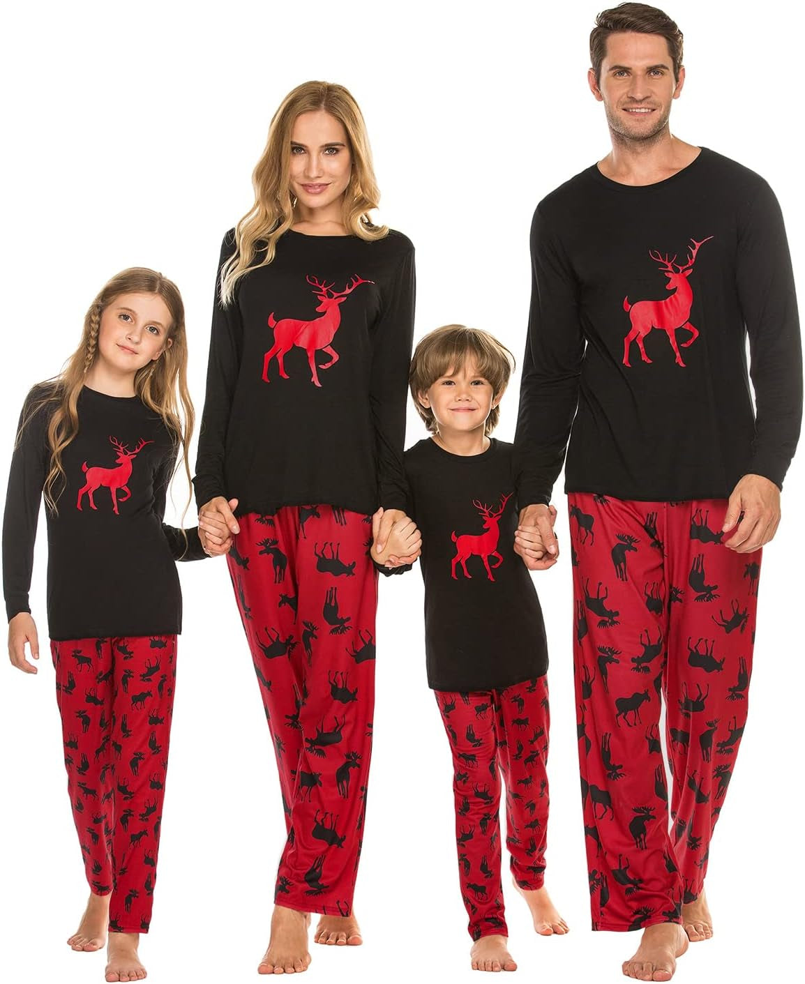 Matching Family Christmas Pajamas Holiday Sleepwear Set Long Sleeve Pullover and Printed Pants S-XXL