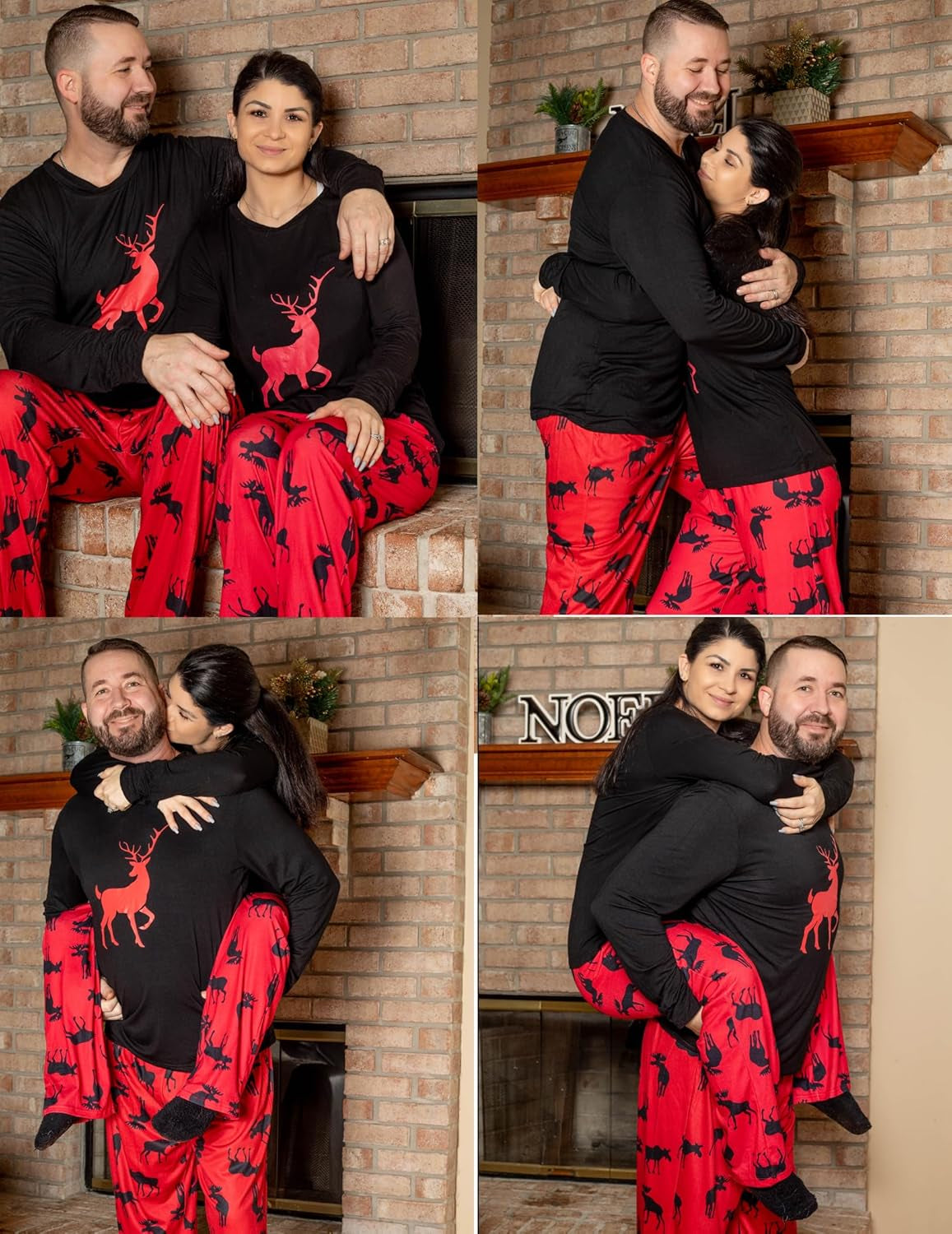 Matching Family Christmas Pajamas Holiday Sleepwear Set Long Sleeve Pullover and Printed Pants S-XXL